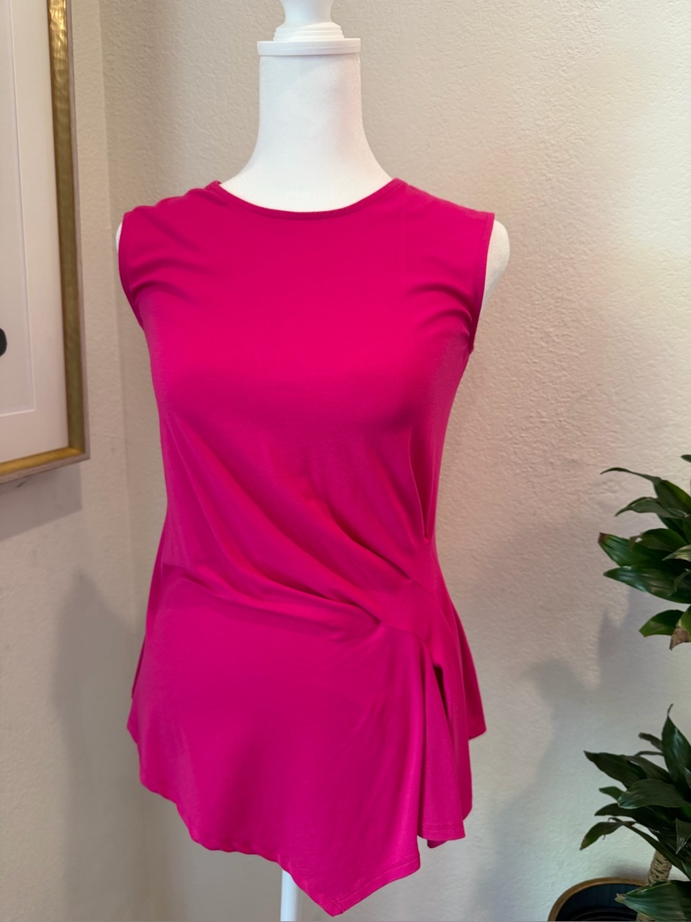 Vince Camuto Magenta Pink Asymmetric Drape Knot Sleeveless Top - Picture 3 of 6